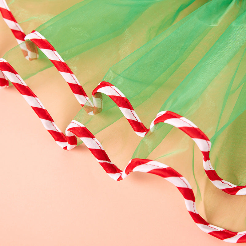 Pet Green Gauze Skirt Hat Suit Cute Dog Holiday Clothing