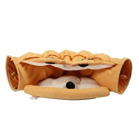 Cat's Telescopic Tunnel Cushioned Bed Pet Nest Teasing Balls Zipper Connection Feline Supplies