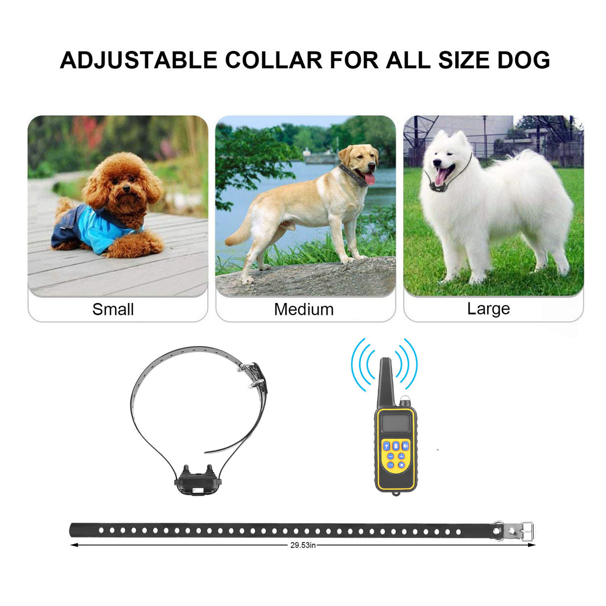 1Pc Dog Training Collar With Remote IP67 Waterproof Pet Trainer 300mAh Rechargeable 875 Yard Remote Control 4 Modes Adjustable Level