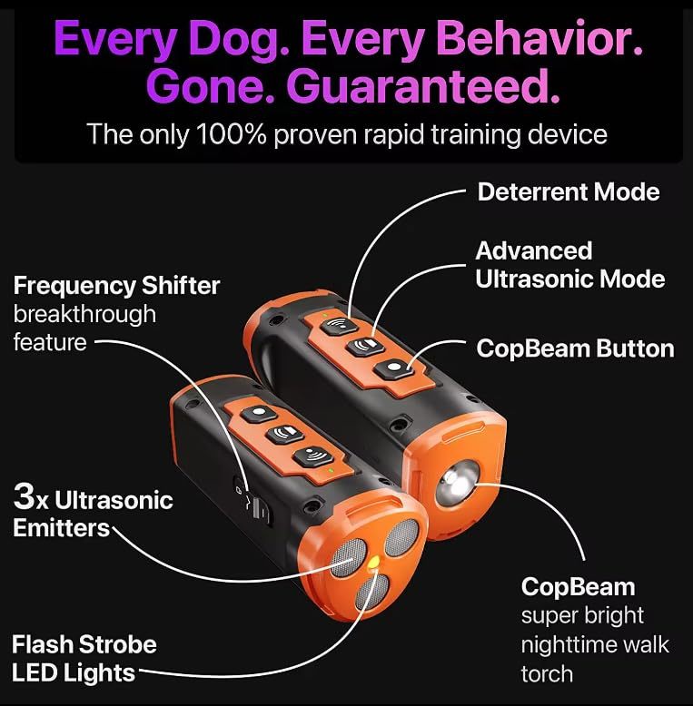 Dog Bark Deterrent Device Stops Bad Behavior, Professional Dog Training Tool, Anti Bark Device For Dogs, Emitters 50ft Range For Dog Training, To Bark Collar,Dog Training Collar