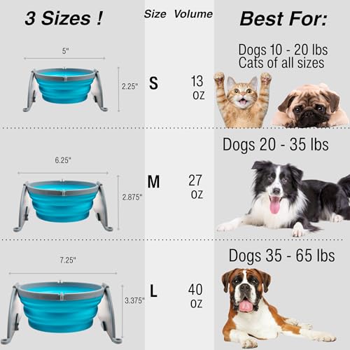 Loving Pets Bella Roma Collapsible Dog Bowls - Silicone Dog Bowls, Foldable Bowl, Puppy Essentials & Hiking Pet Supplies Great for Home & Travel (Blue, Small)