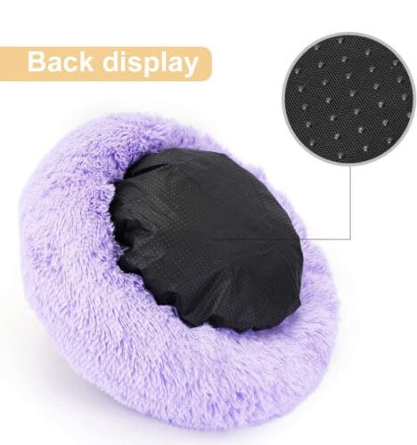 Purrfect Cat Beds - Washable 20/24 inches, Anti-Anxiety Round Plush Faux Fur, Thick Bottom (Purple, Medium) - Suitable for Indoor Cats & Small/Medium Dogs