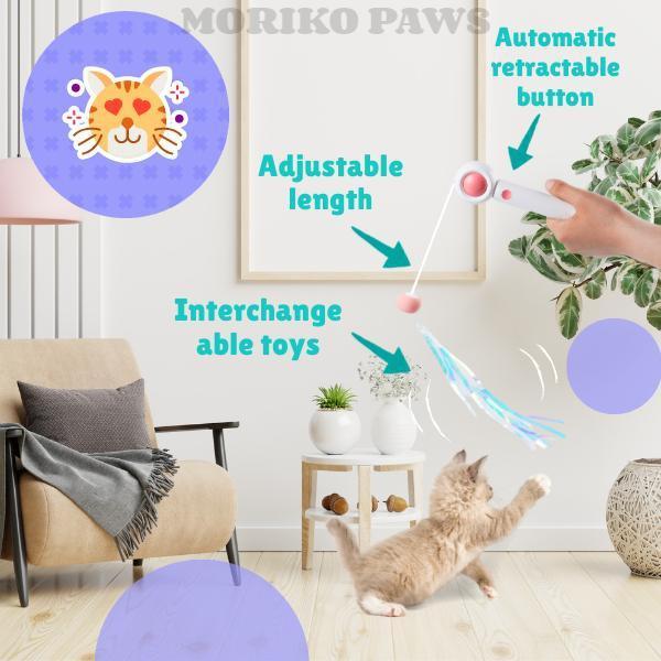 Retractable Laser Cat Stick Toys Cat Toy BallsKitten Playing Cat Laser Teaser Wand ABS PPMaterial Safe And None Toxic, Universalinteractive Toy