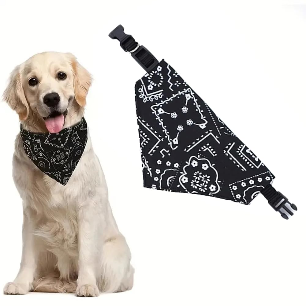 Stylish & Comfy Dog Bandanas – Reversible & Adjustable, Black, L