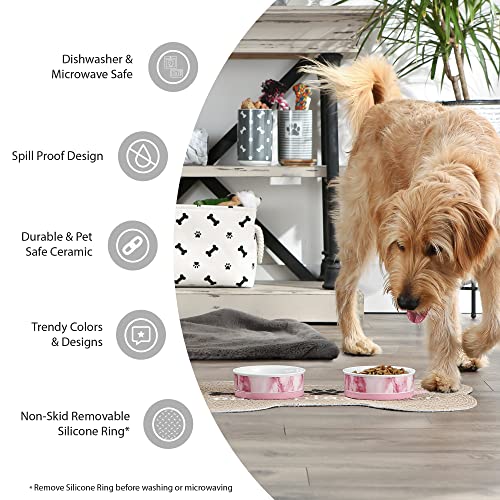 Bone Dry Lattice Collection Pet Bowl & Canister, Small Set, 4.25x2", Gray, 2 Count