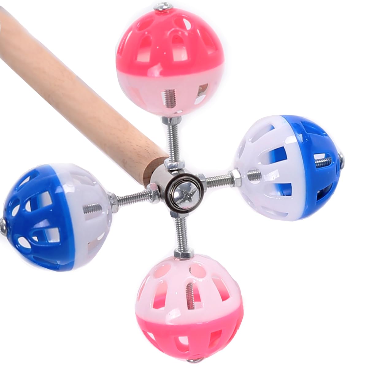 Bird Stand Perch Toy with Rotating Balls,Parakeet Stand Perch Toy for Metal Cage, Fun Toy for Parrots Cockatiels Budgies Budgerigars Parrotlets Lovebirds Ringne.