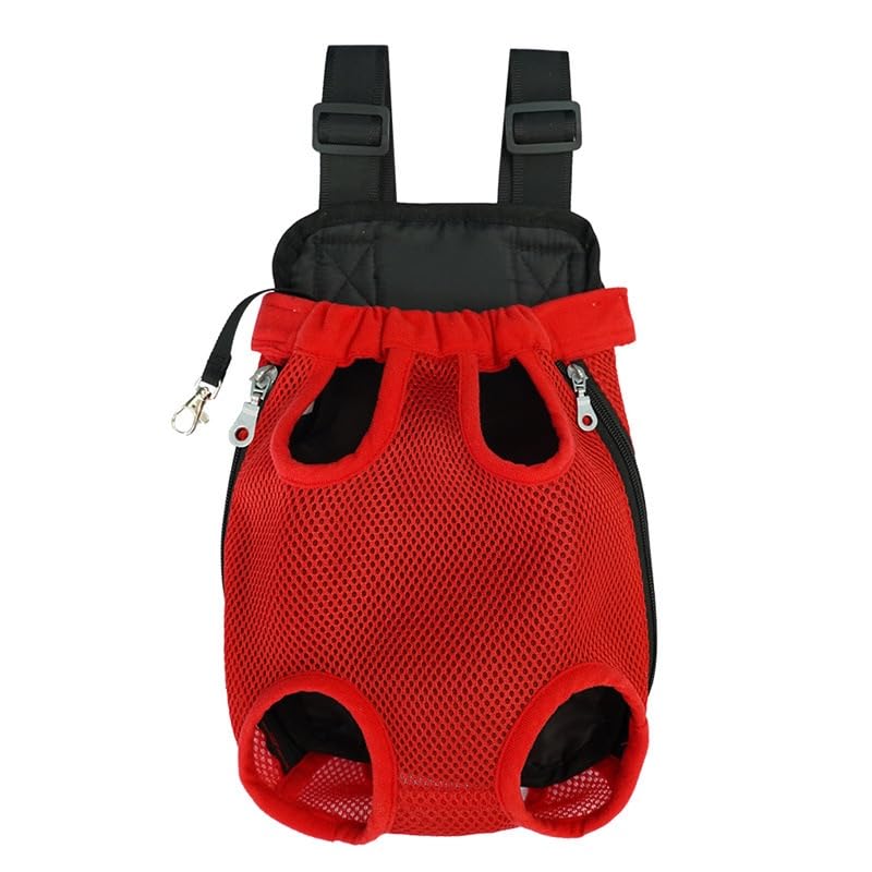 Pet Carrier Backpack - Adjustable Pet Front Cat Dog Carrier Backpack Travel Bag,Legs Out,Easy-Fit for Traveling Hiking Camping for Small Medium Dogs (Red, Large)