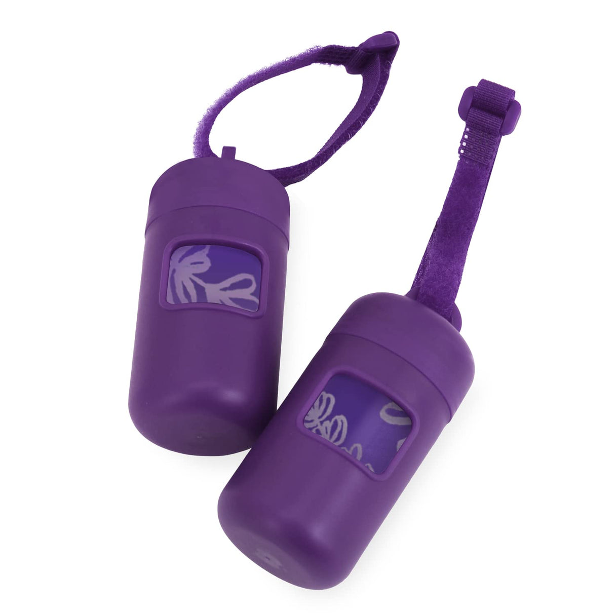Best Pet Supplies Dog Poop Bag Holder Leash Attachment with 30 Bags, Reusable Dispenser for Travel, Walking, Park, and Outdoor Use, Durable with Clip-On - Purple, Pack of 2