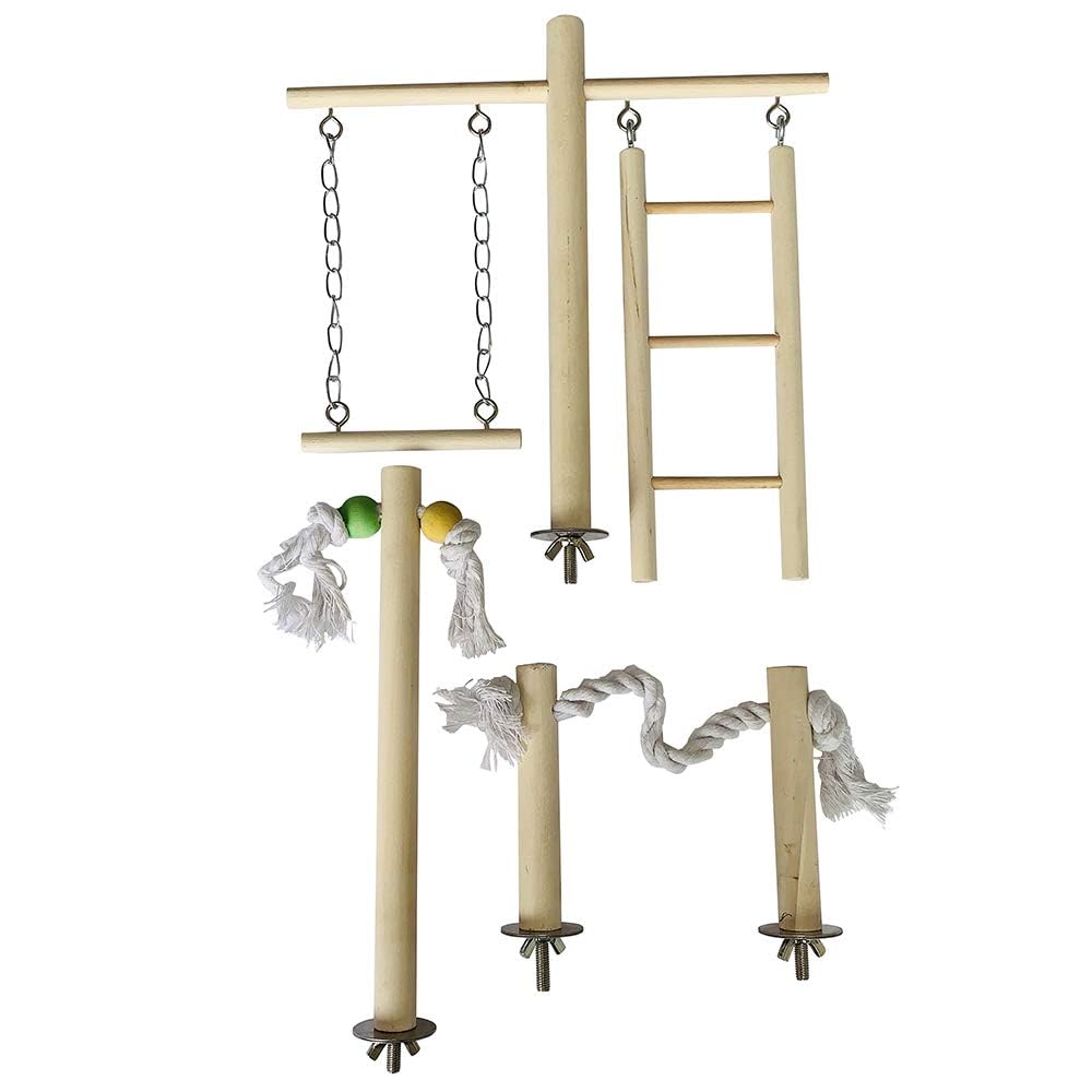 PINVNBY Bird Playground, Wood Parrot Play Gym Stand Perch Bird Cage Accessories for Small and Medium Parakeet Cockatiel Conure Love Birds Finch