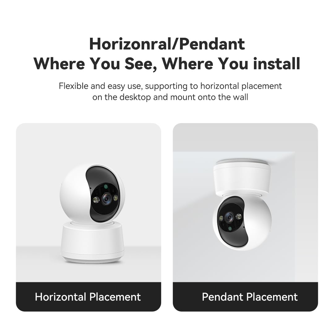 2K AI Security Camera Indoor, Baby Monitor Pet Camera 360° for Home Security, 2.4/5GHz Wi-Fi 6, 2-Way Audio, Smart Motion Tracking, IR Night Vision, Fire Detection, Cloud Storage C10