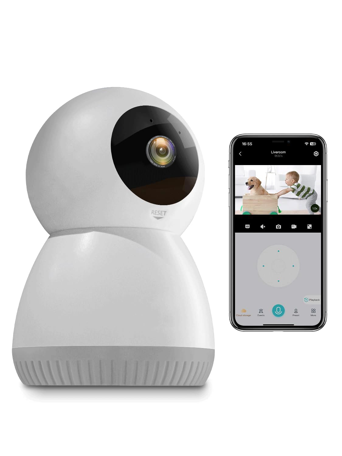ORANZI WiFi Indoor Security Camera, Pet Camera with Phone APP, Pan/Tilt Wireless Cameras for Home Security 360, Smart Camera with Motion Detection, 2-Way Audio, Siren,Work with Alexa (not SD Card)