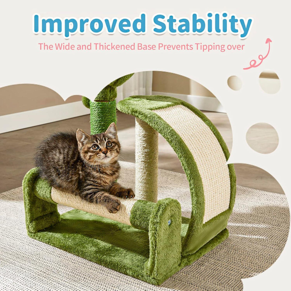 Cactus Shape Natural Sisal Rope Easy To Assemble Green Cat Scratching Post