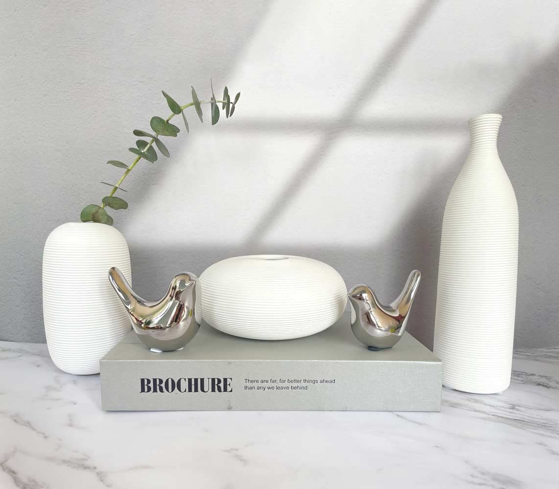 ITrixgan Small Silver Birds Shelf Decor Modern Style Figurine Cute Table Top Animal Decorations for Living Room, Bedroom, Office Desktop, Cabinets