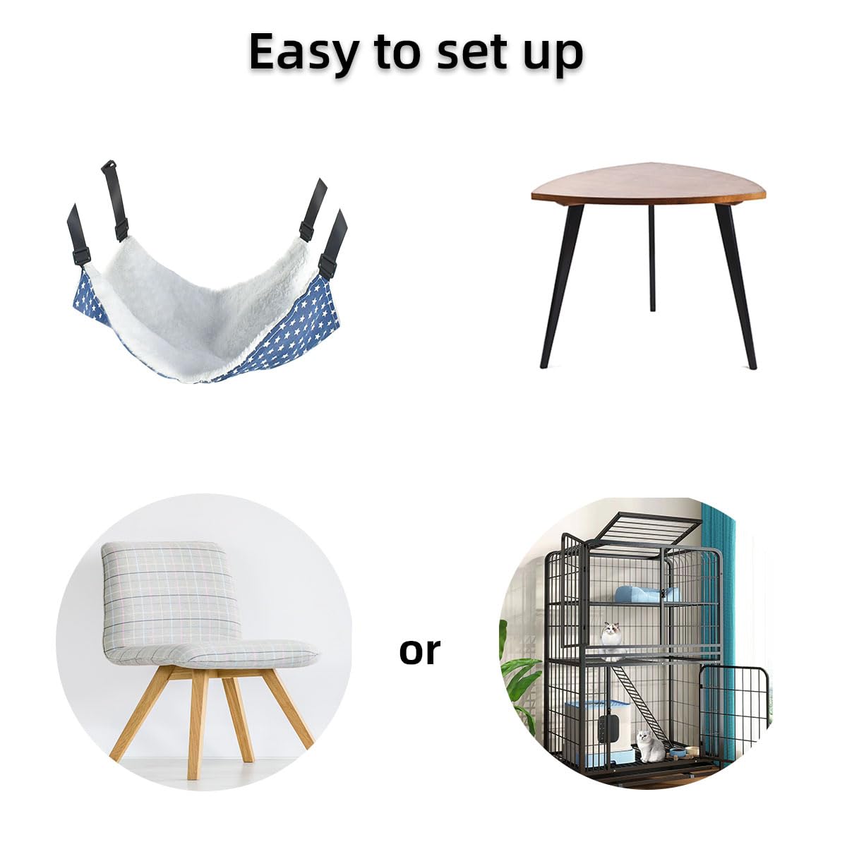 Pet Hammock for Cage Reversible Cat Hanging Hammock Soft Hanging Bed for Ferret Kitten Puppy Cats Small Dogs Rabbits Small Animals Double-Sided Pet Cage Hammock with Adjustable Straps & Plastics Hooks