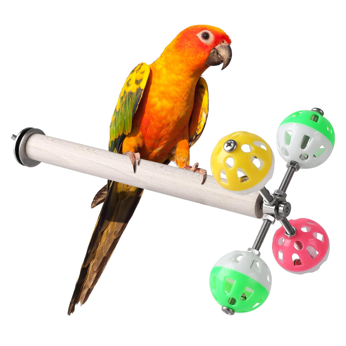 Teniinet Stand Perch Toy with Rotating Balls for Birds, Parakeets, Budgies, Cockatiels, Parrots, Budgerigars, Conures, Parrotlets, Ringnecks, Lovebirds (1Pcs)