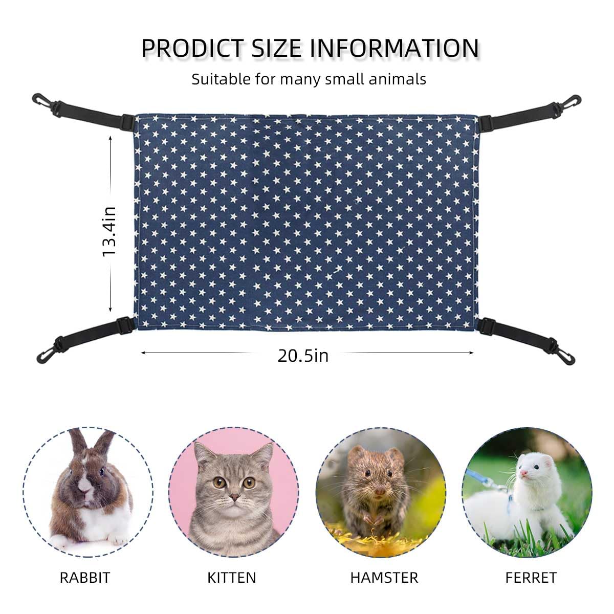 Pet Hammock for Cage Reversible Cat Hanging Hammock Soft Hanging Bed for Ferret Kitten Puppy Cats Small Dogs Rabbits Small Animals Double-Sided Pet Cage Hammock with Adjustable Straps & Plastics Hooks