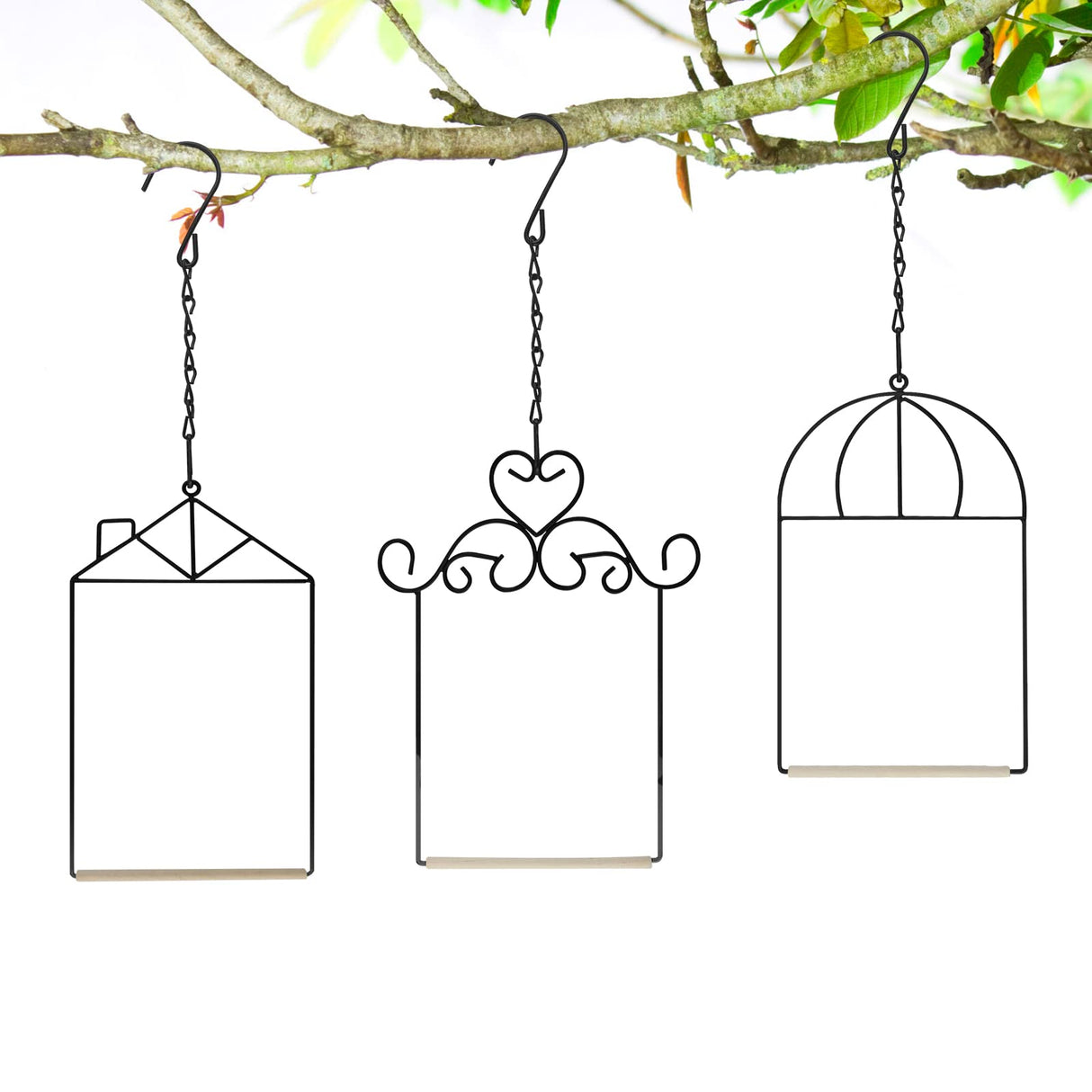 MIXXIDEA 3PK Hummingbird Perch, Hummingbird Swing with Metal Frame, Bird Swing with Wooden Dowel and Hanging Chain,Suitable for Hanging Indoor,Outdoor, Lawn,Patio,Garden