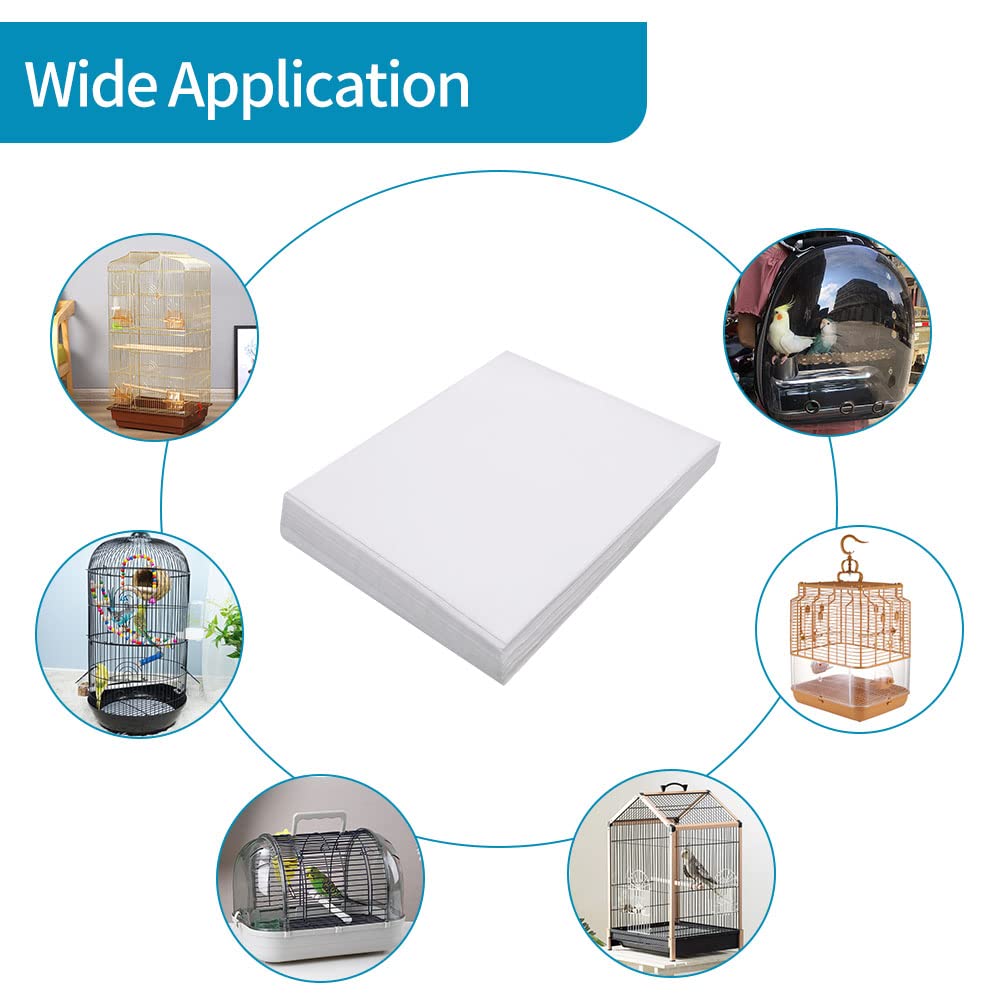 Bird Cage Liner Papers, 100 Sheets 10.6×8in Non-Woven Bird Cage Liners, 4 Size to Choose, Precut Absorbent Bird Paper