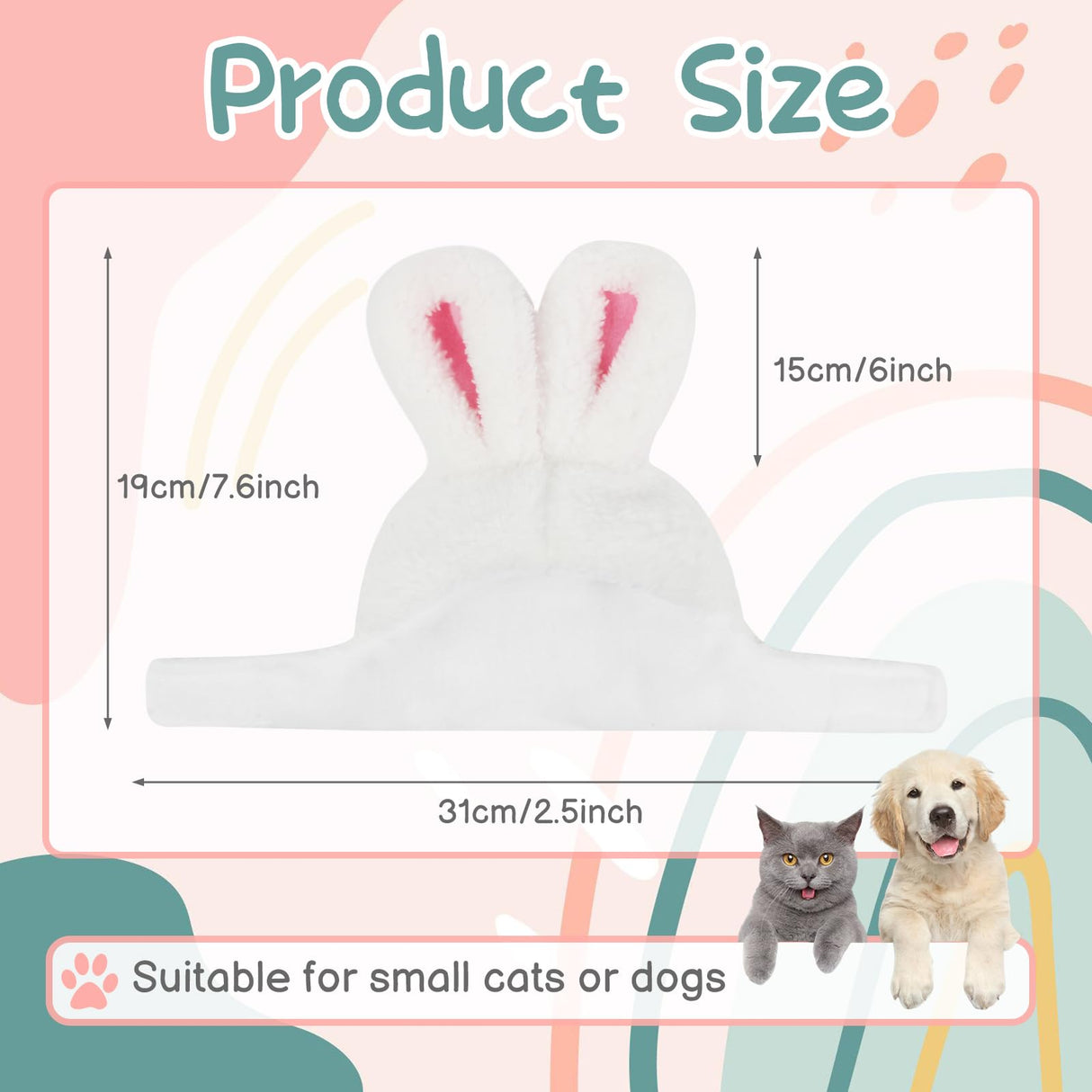 Cat Bunny Ears Halloween Costume Rabbit-Hat Easter Bunny Ears for Cats Small Dogs Easter Halloween Costume Pet Accessory Headwear