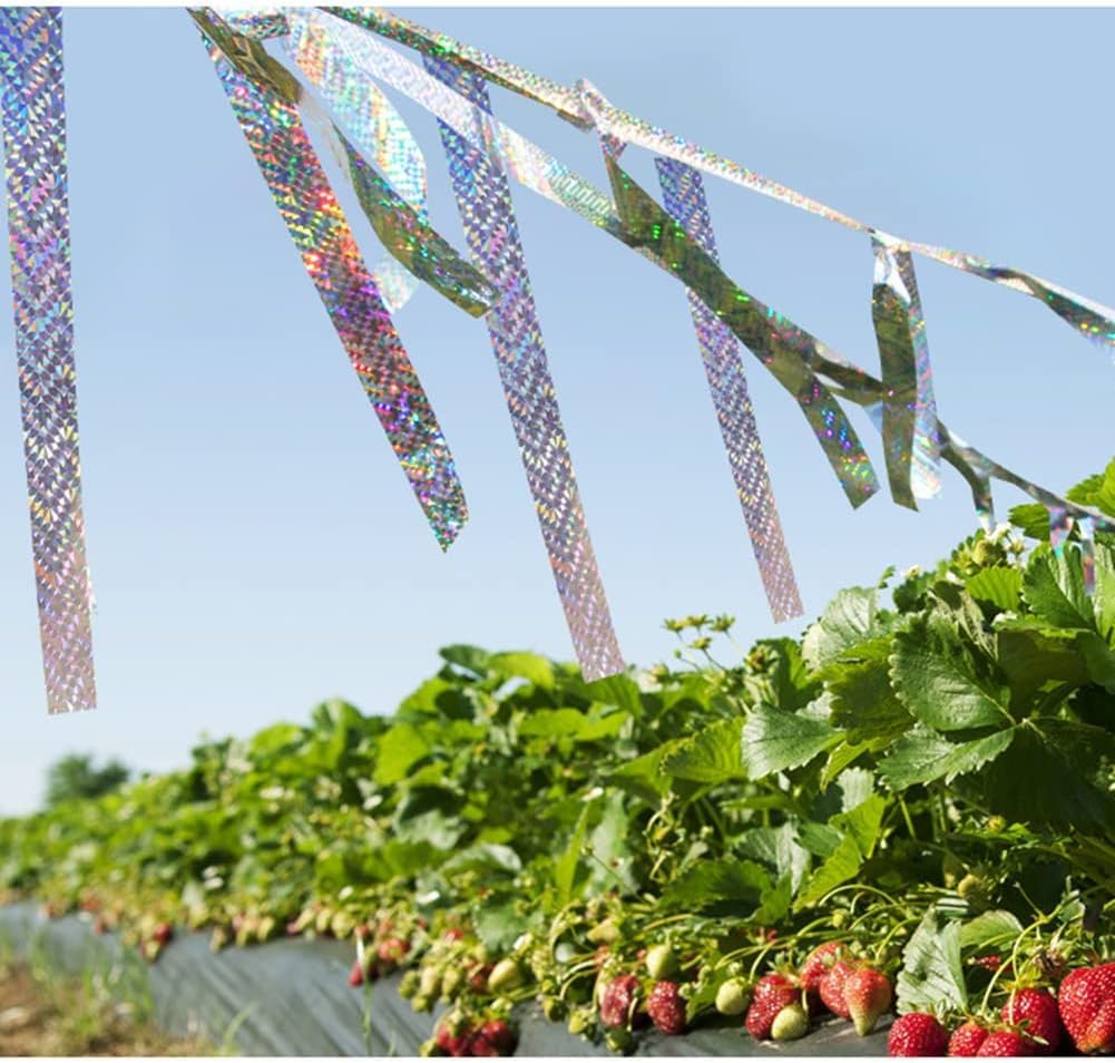 Bird Scare Ribbon Double Sided Holographic Reflective Ribbon Tape to Keep Away Woodpecker, Pigeon, Hawks, Grackles Bird (2 Pack, 0.9in x 260ft)