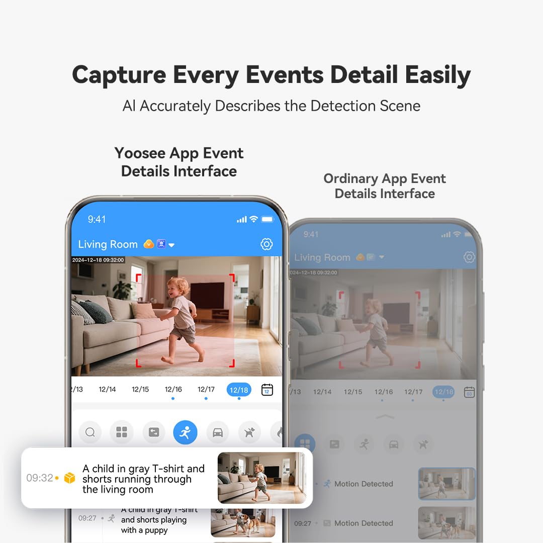 2K AI Security Camera Indoor, Baby Monitor Pet Camera 360° for Home Security, 2.4/5GHz Wi-Fi 6, 2-Way Audio, Smart Motion Tracking, IR Night Vision, Fire Detection, Cloud Storage C10