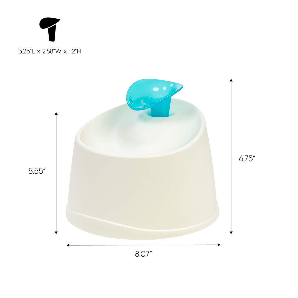 IRIS USA Cat Water Fountain, 44oz / 1.3L, Kitty Spout , Dog Fountain Water Bowl, Silent and Replaceable Charcoal Filter, White/Blue