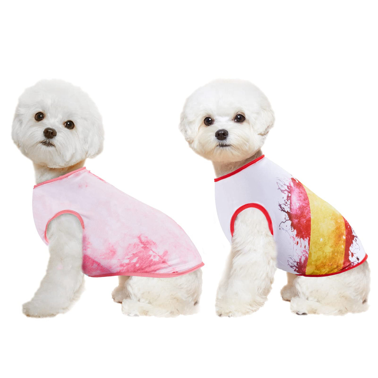 Dog Shirts for X Small Dogs - Puppy Vest T-Shirt Sleeveless Costumes Soft and Breathable Dog Shirt 2 Pack (X-Small, Pink+White)