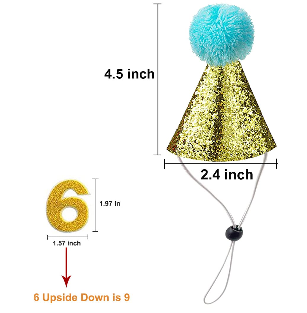 Arogheiz 3/4/5Pcs Small Cats Dogs Birthday Hats Set,Kitten Puppies Party Decoration Hats Grooming Accessories (4 Pcs Dot Print)