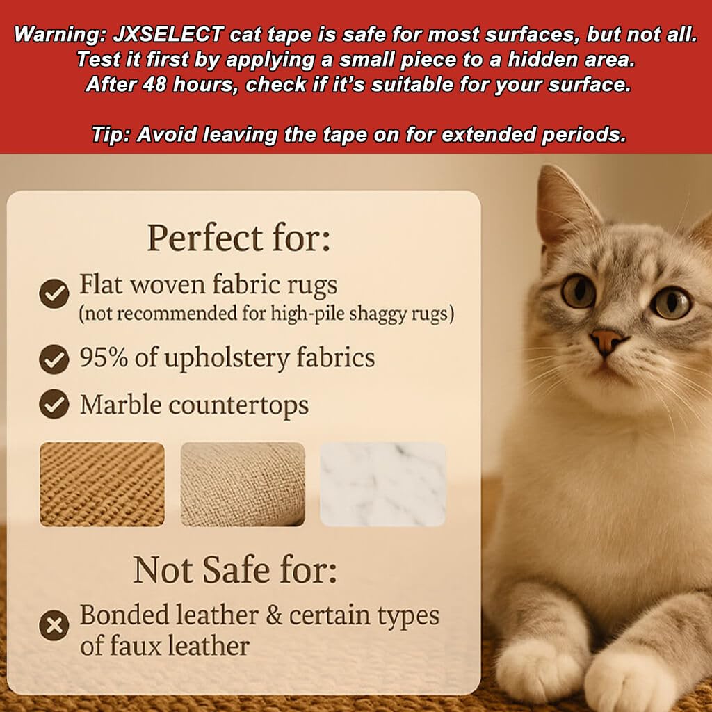 Anti-Scratch Tape for Furniture - Stop Cats from Scratching Couch, Chair Corners, Door Frames, Countertops, and Carpets, Clear Double-Sided Cat Training Tape, 2.5" x 16 Yards Roll