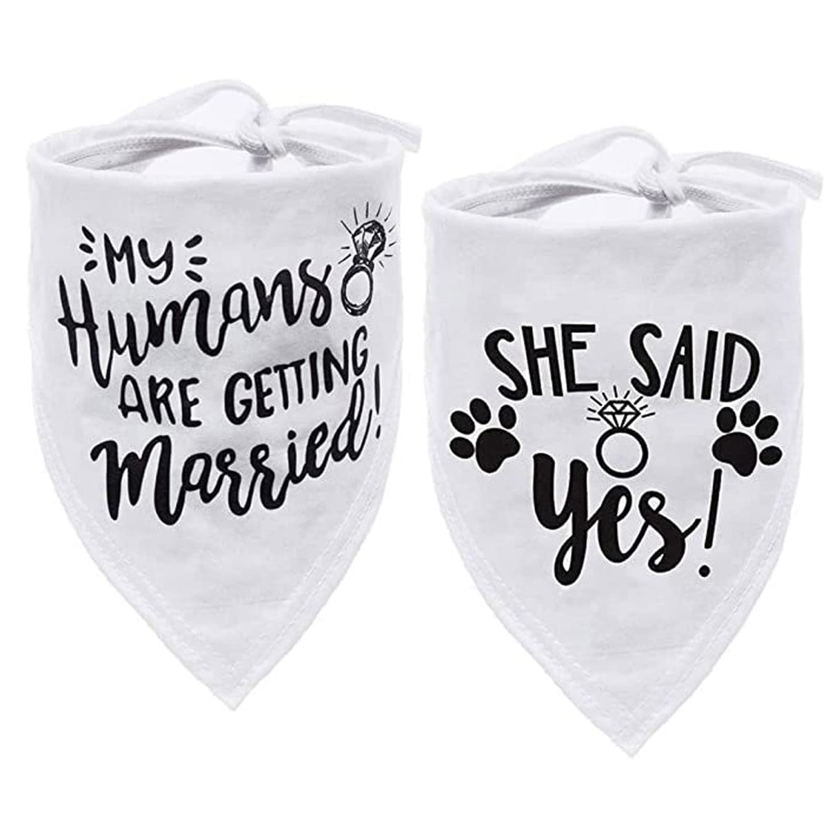 vercosee Engagement Gift, My Humans are Getting Married Dog Bandana,She Said Yes Dog Bandana,Engagement Announcement, Wedding Photo Prop, for Dog Lover Owner Wedding Photo Props Accessories, Pack of 2