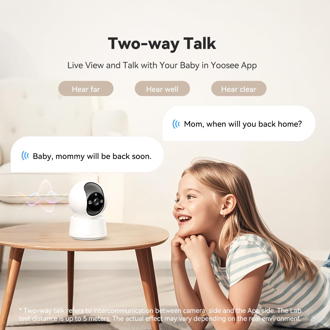 2K AI Security Camera Indoor, Baby Monitor Pet Camera 360° for Home Security, 2.4/5GHz Wi-Fi 6, 2-Way Audio, Smart Motion Tracking, IR Night Vision, Fire Detection, Cloud Storage C10