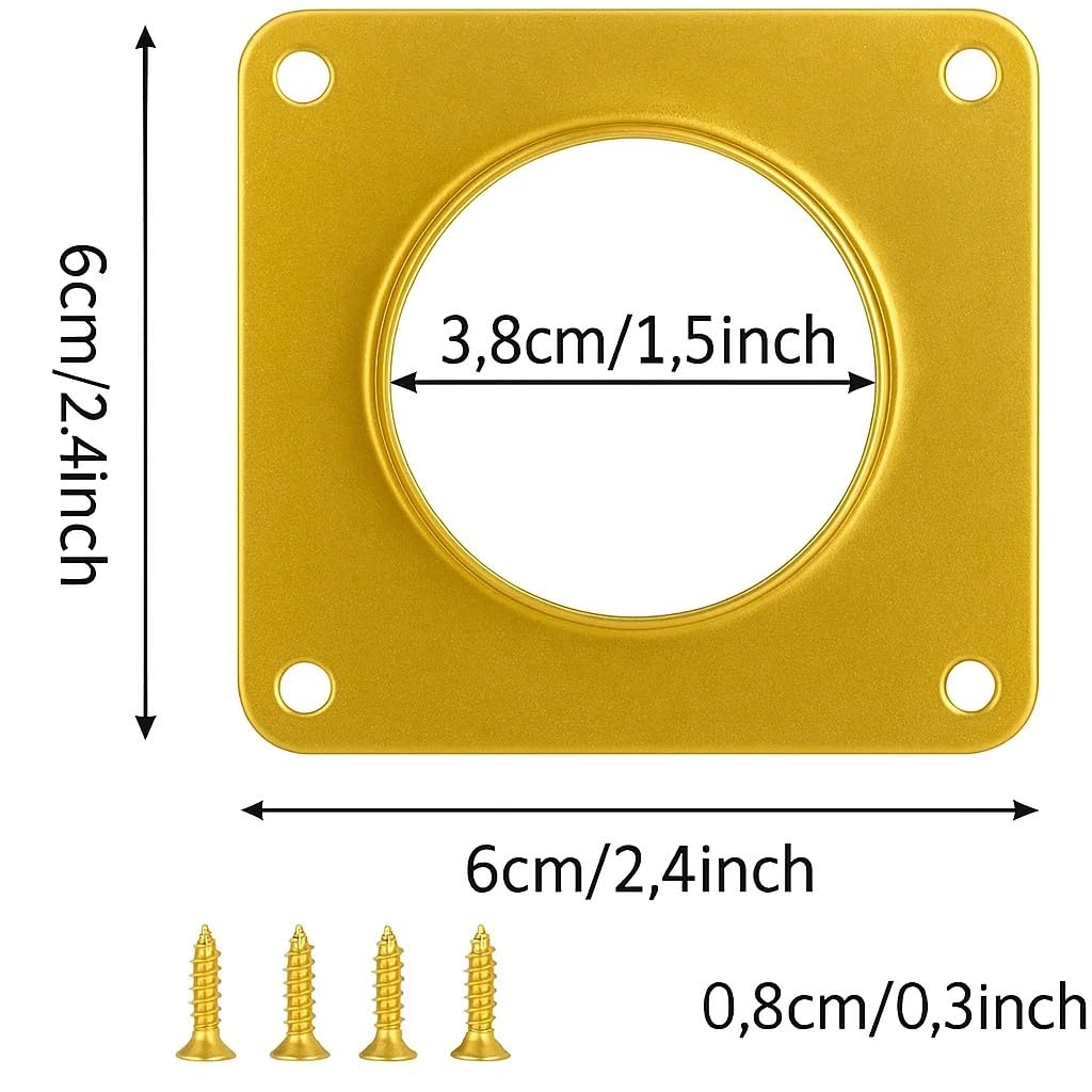 Bird House Guard Hole Plate - Larger Stainless Steel Shape with Rain Buffle - Entrance Predator Guards Metal Plate - 38 mm 1.5" Hole Sizes - Square Rings Entry Hole Protector (Golden 6 Pieces)