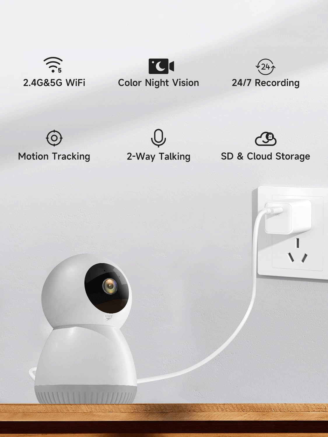 ORANZI WiFi Indoor Security Camera, Pet Camera with Phone APP, Pan/Tilt Wireless Cameras for Home Security 360, Smart Camera with Motion Detection, 2-Way Audio, Siren,Work with Alexa (not SD Card)