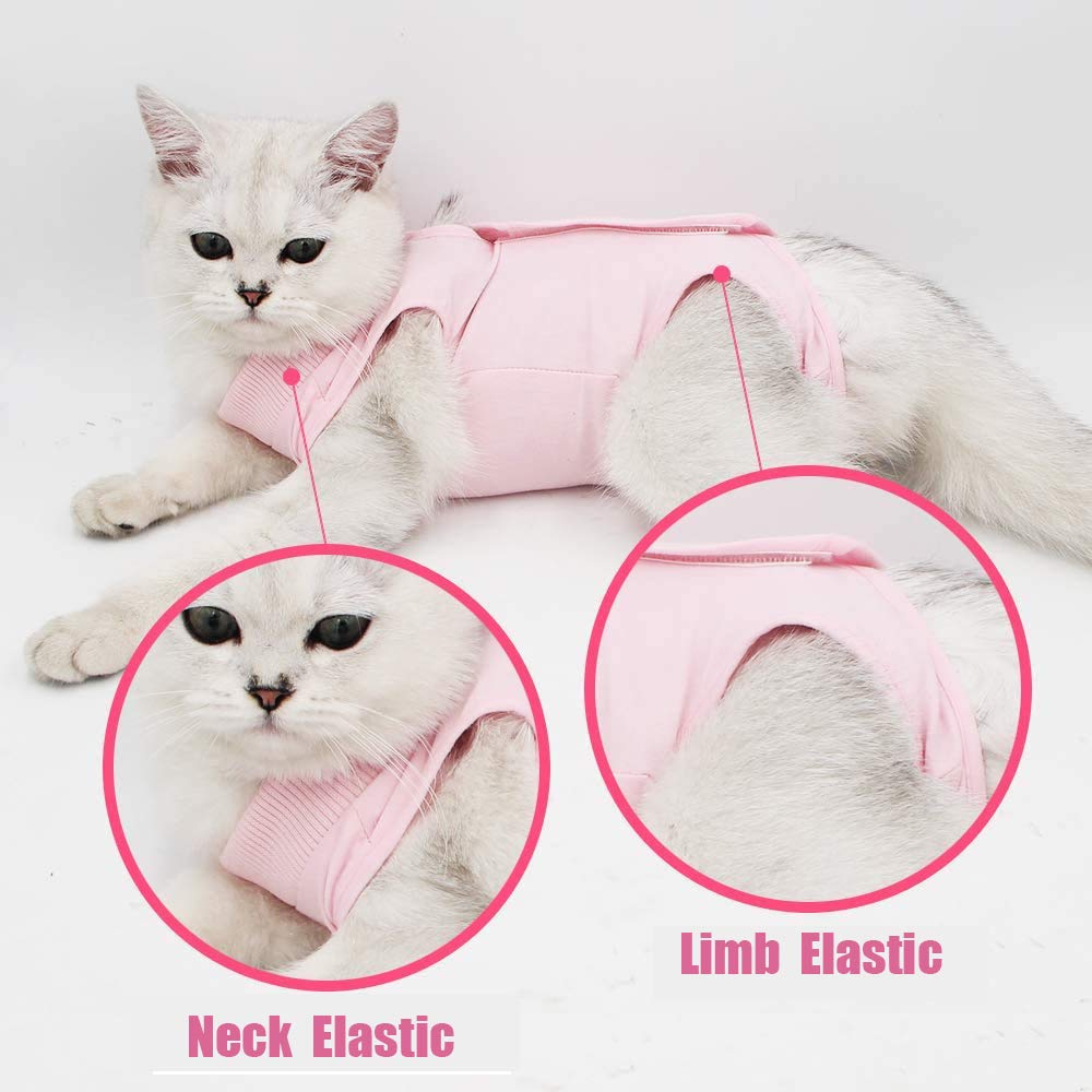 Cat Professional Recovery Suit for Abdominal Wounds and Skin Diseases, E-Collar Alternative for Cats and Dogs, After Surgey Wear Anti Licking, Recommended by Vets(Pink,L