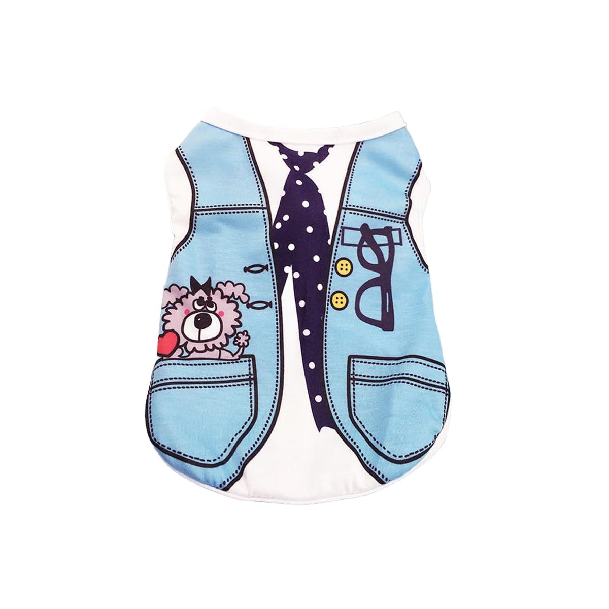 Vavious Cat Outfit Dog Summer Shirt Blue Faux Tie Print Pet T Shirt Cooling Sleeveless Pet Apparel for Small Medium Doggy Puppy Breathable Cozy Pullover X-Small