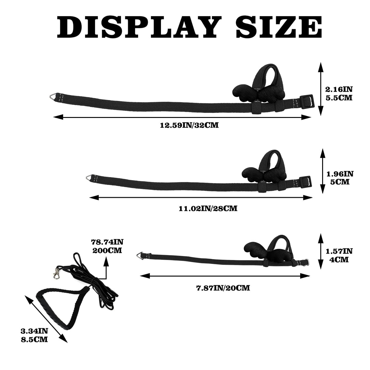 Cockatiel Harness and Leash, Adjustable Parrot Bird Training Design Anti-Bite, Bird Nylon Rope with Cute Wing for Cockatiel and Same Size Birds (L, Black)