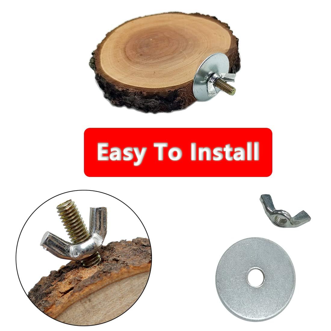 Hamiledyi Perch Platform for Bird Cage,Natural Round Wooden Stand Platform Bird Toy for Canary Parakeet Cockatiel Parrot Budgie Sparrow(3 Pcs)