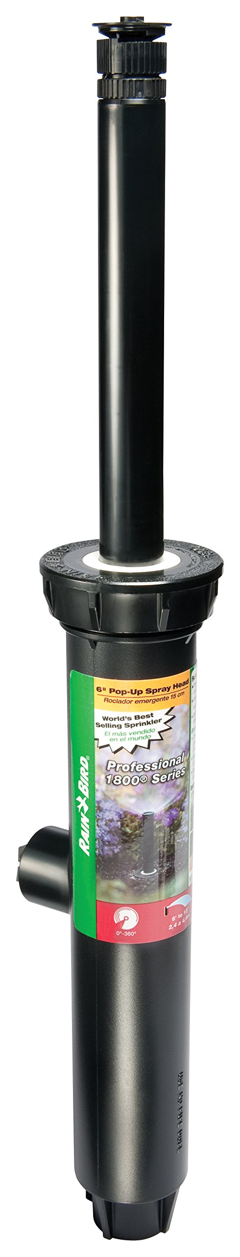 Rain Bird 1806AP Professional Pop-Up Sprinkler, Adjustable 0° - 360° Pattern, 8' - 15' Spray Distance, 6" Pop-up Height