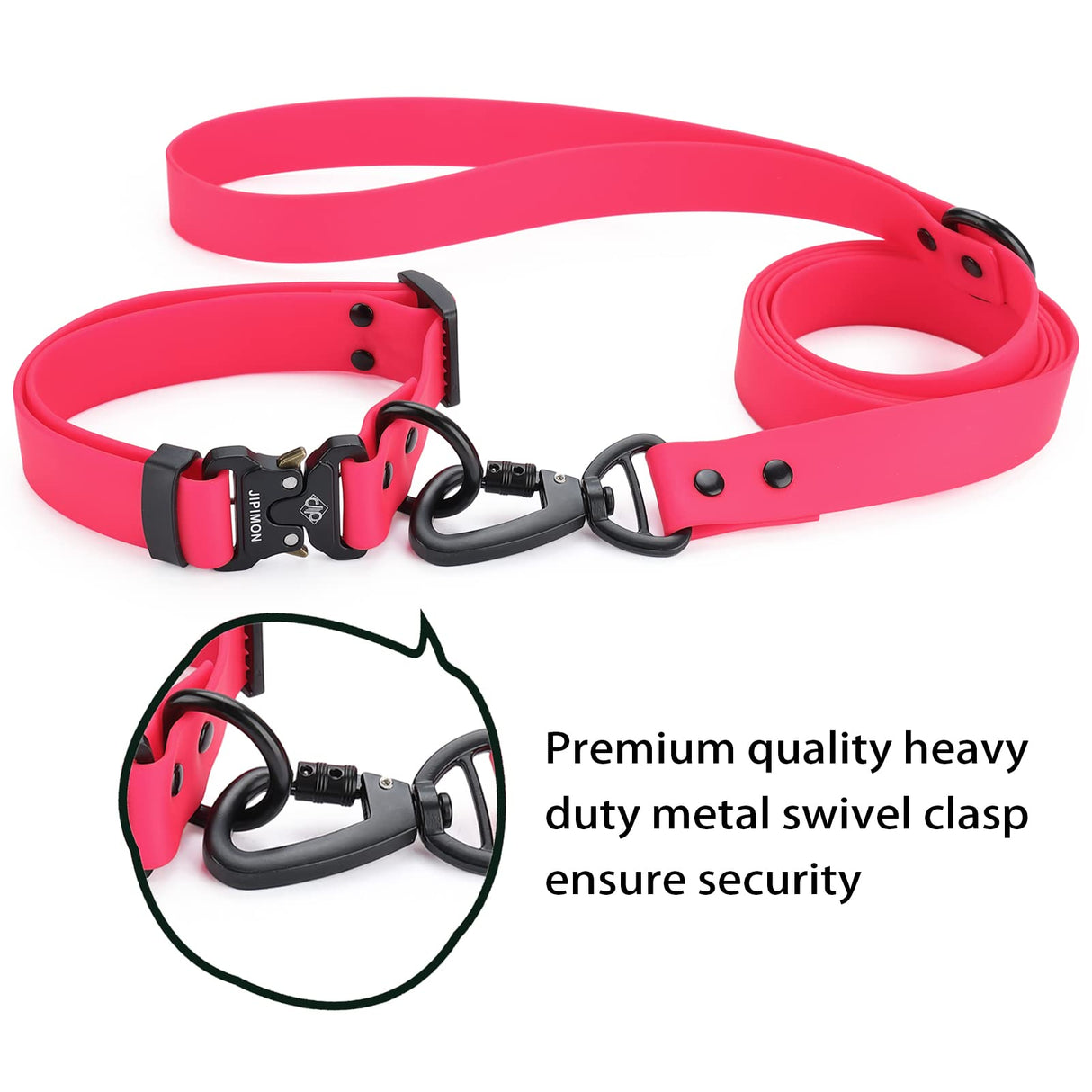 JIPIMON Waterproof Dog Collar and Leash Set Adjustable Quick Release Buckle Collar Leash for Small Medium Large Dogs (Medium, Red)