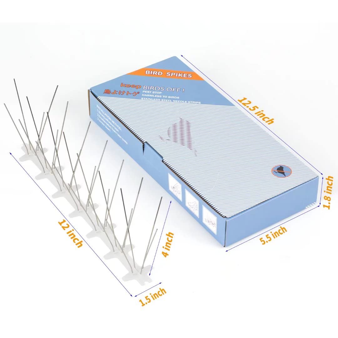 LOEK Pigeon Spikes, Bird Spikes,The Bird Thorn Bird Deterrent, Spikes Stainless Steel, Anti Bird Spikes, for Fence Roof Window Bird Deterrent Spikes, Bird Spikes for Pigeons and Other Small Birds