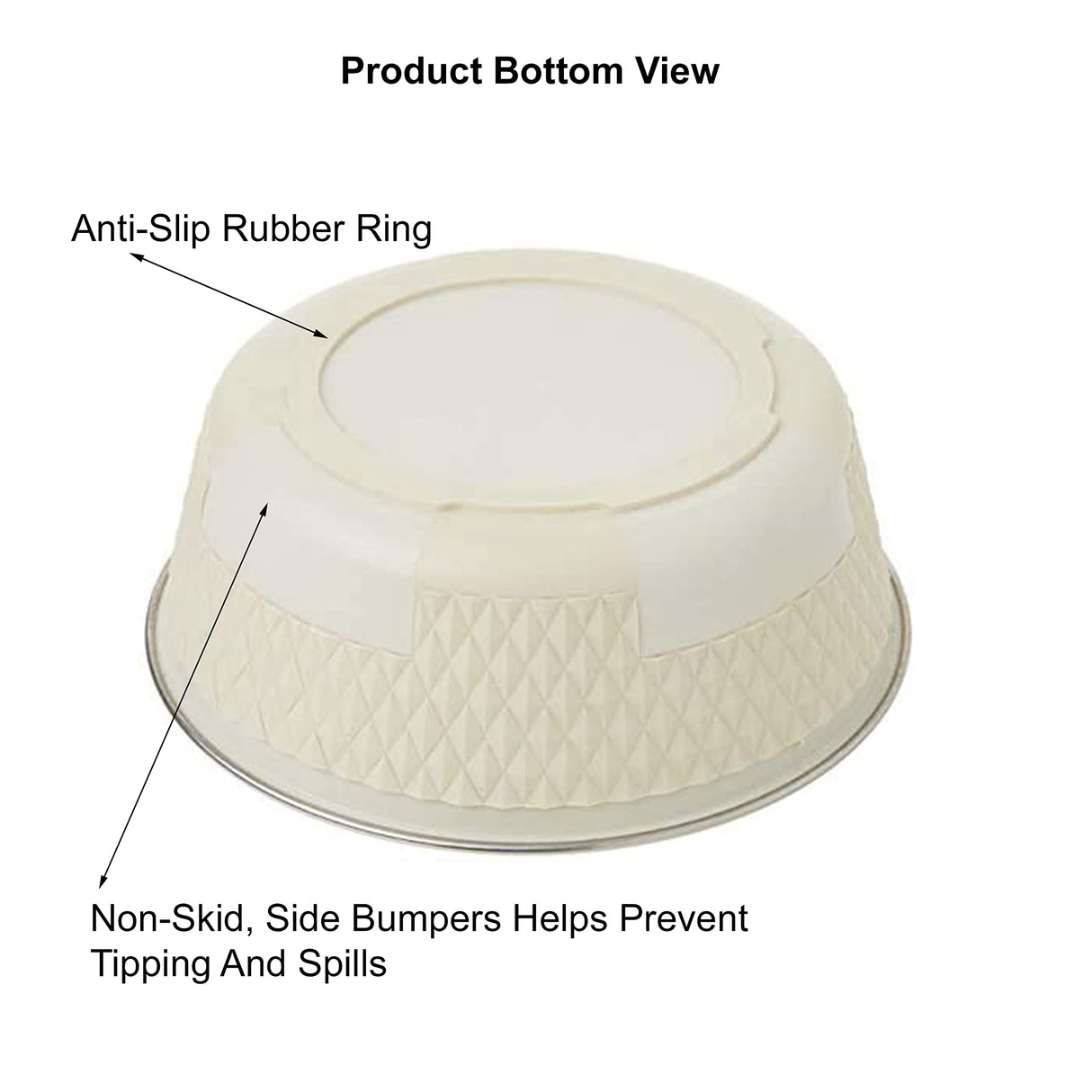 PetRageous 16009 Kona Stainless Steel Non-Slip Dishwasher-Safe Dog Bowl 1.75-Cup 5.5-Inch Diameter 1.75-Inch Tall for Small and Medium Dogs and Cats 14-Ounce, White