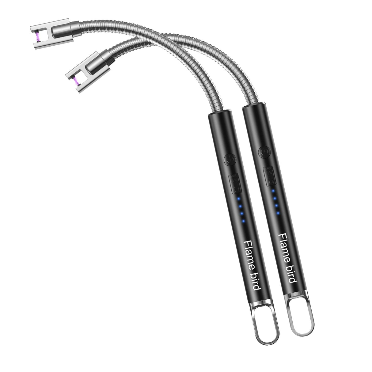 Flame bird 2 Pack Electric Candle Lighter Flameless Arc Windproof Flexible Long Neck USB Rechargeable Lighter Matches for BBQ Grill Fireworks Camping.(Black)