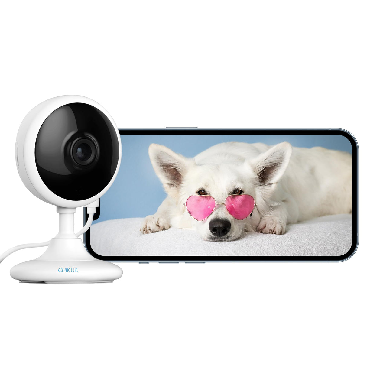 CHIKUK WiFi Security Camera 2K, Indoor Home Cameras for Dog/Pet/Elder/Baby Monitor, Upgraded Smart Siren with Phone App, Advanced Night Vision, SD/Cloud Storage, Alexa Compatible