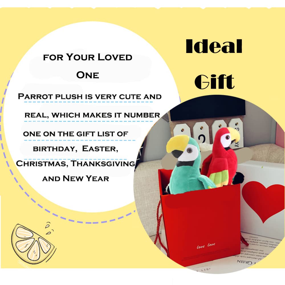 CHELEI2019 9.8" Parrot Stuffed Animal Soft Bird Stuffed Animal Parrot Plush Toy Gifts for Kids