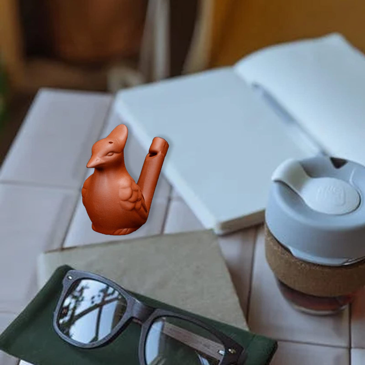 2Pcs Bird Water Whistles - Warbler Bird Caller, Purple Clay Pottery, Outdoor Accessories