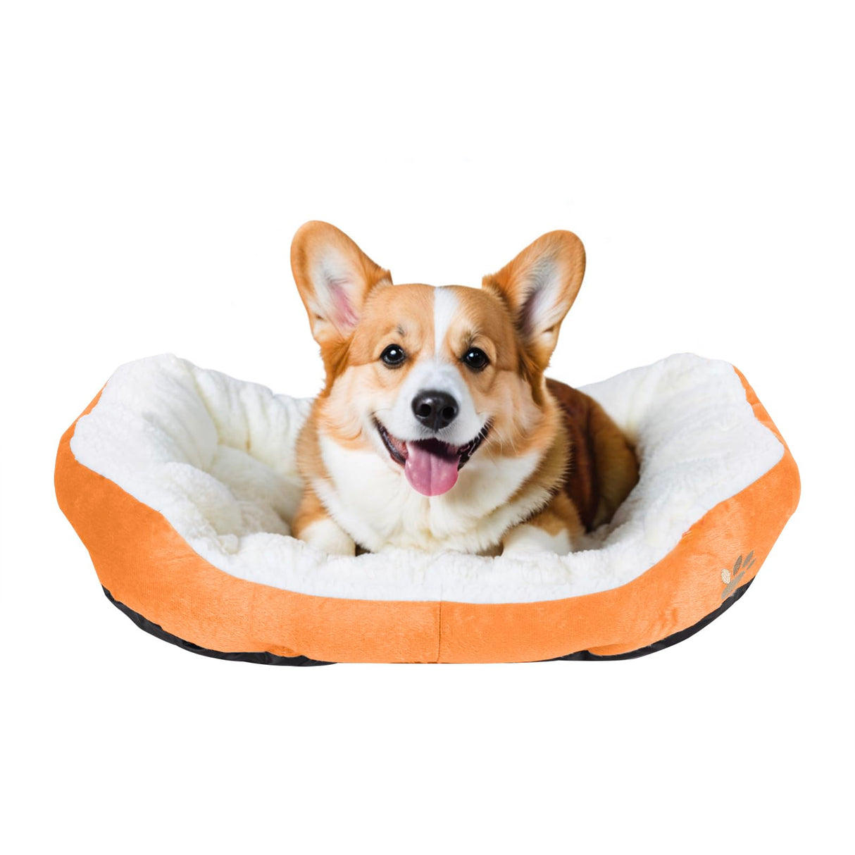 Round Dog Cat Beds Mattress Washable Pads Room, Soft Durable Plush Faux Fur Sleeping Pet Fleece Bed Mat for Small Doggy Kitten Puppy, with Anti-Slip Waterproof Bottom (Orange)