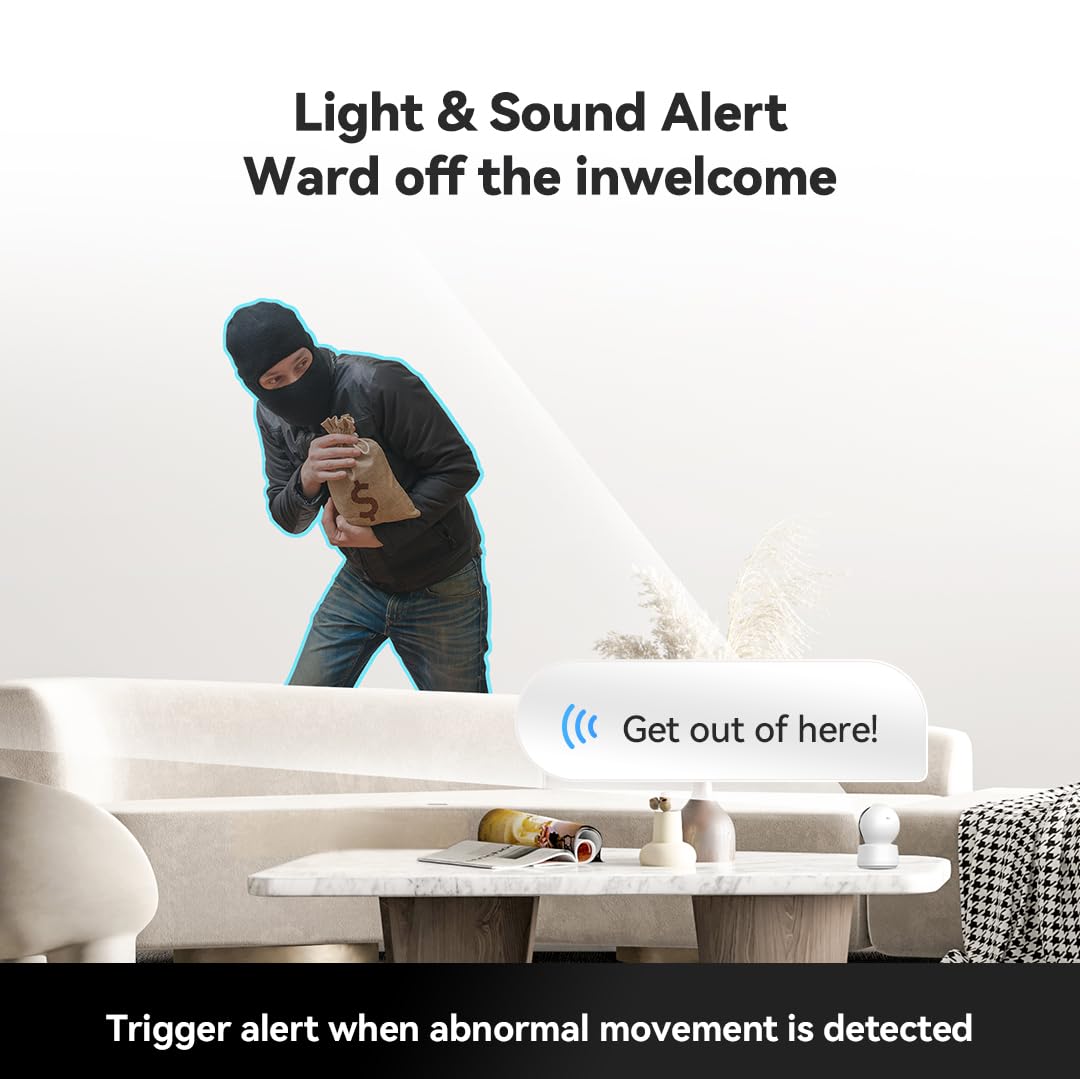 2K AI Security Camera Indoor, Baby Monitor Pet Camera 360° for Home Security, 2.4/5GHz Wi-Fi 6, 2-Way Audio, Smart Motion Tracking, IR Night Vision, Fire Detection, Cloud Storage C10