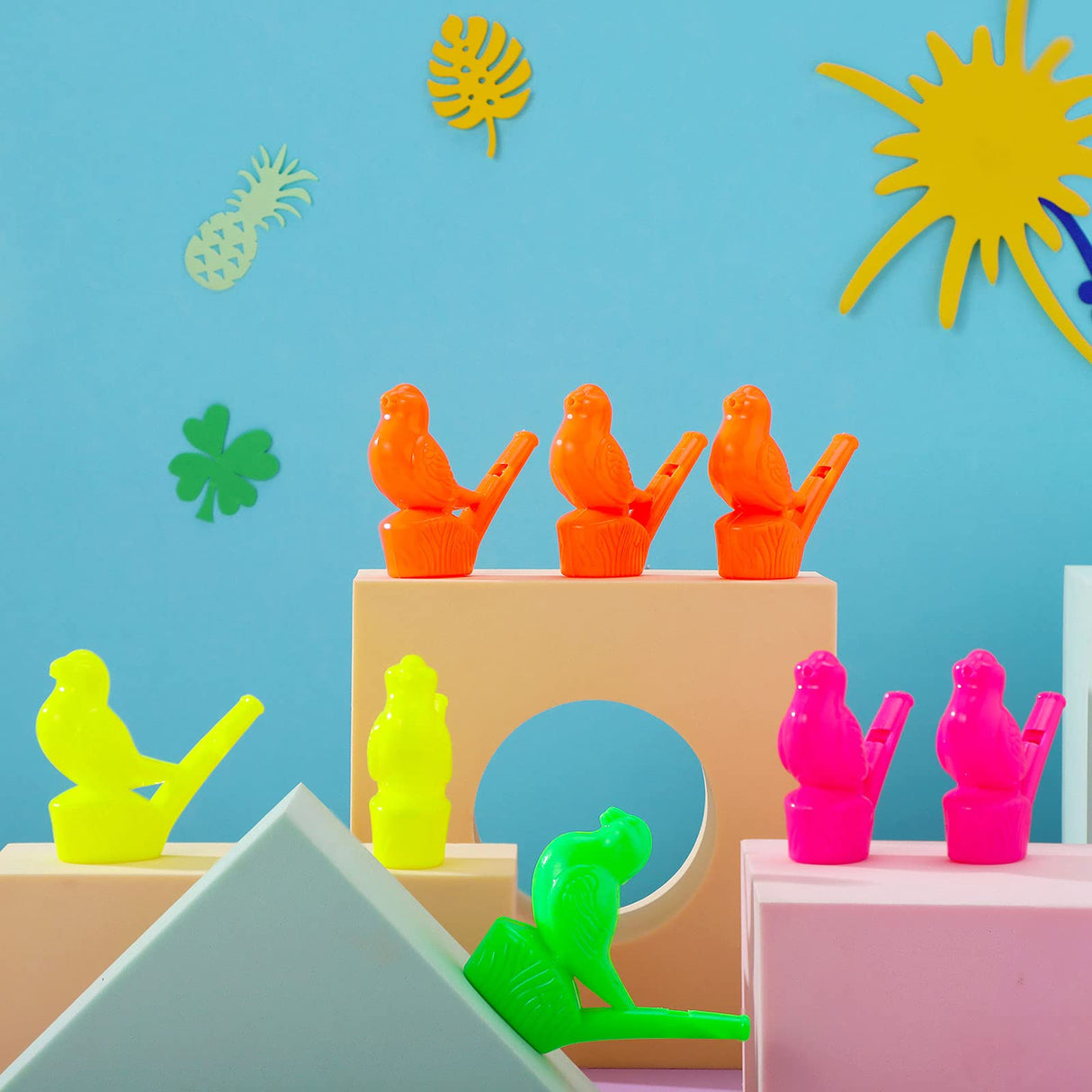 Sumind 24 Pieces Bird Water Whistle Party Whistles Bird Call Toys Colorful Novelty Water Warblers Musical Instrument for Kids Adults Bath Party Gift
