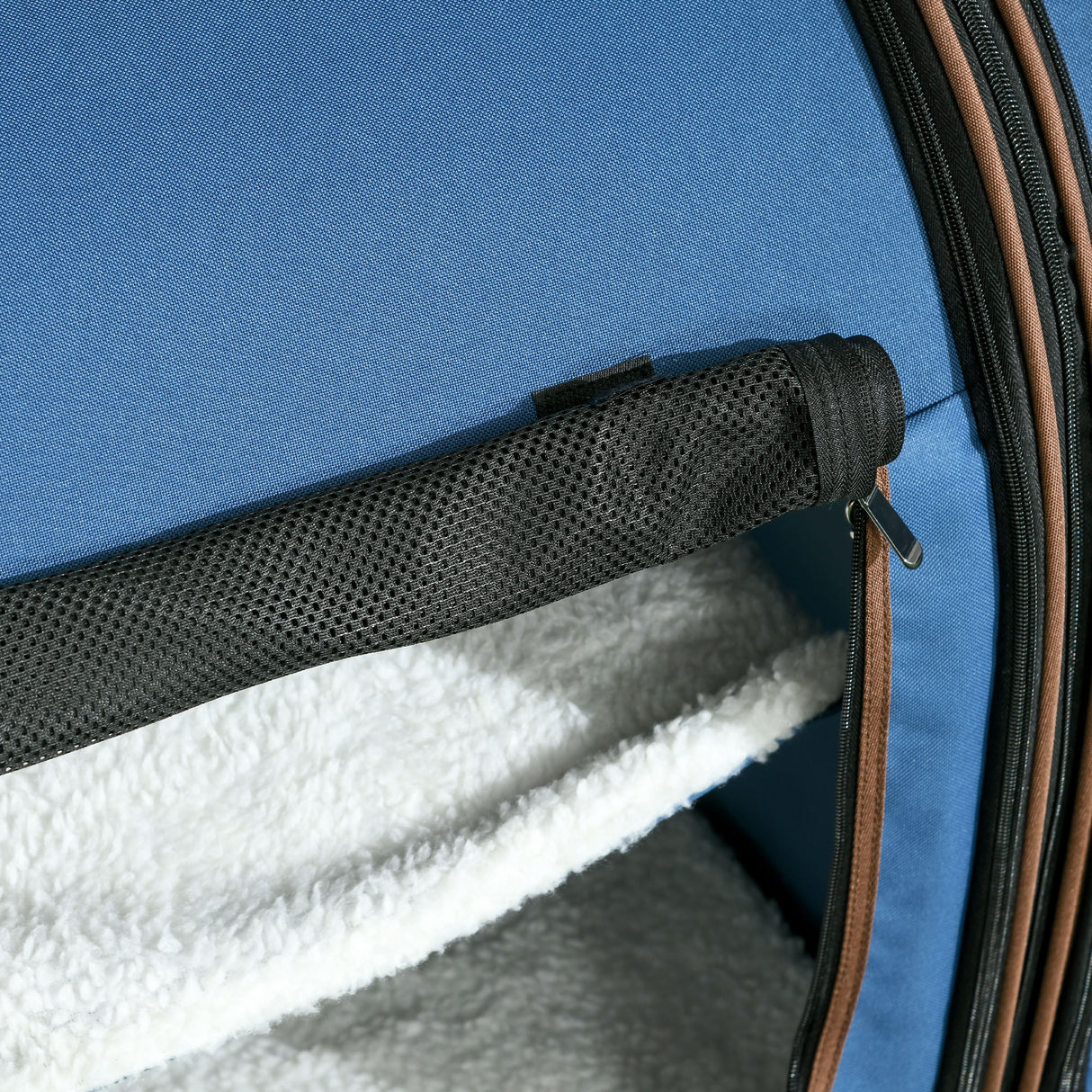 Portable Twin Compartment Show House Cat Cage 39 Soft-Sided Pet Kennel With Soft Cushions Storage Bag Blue