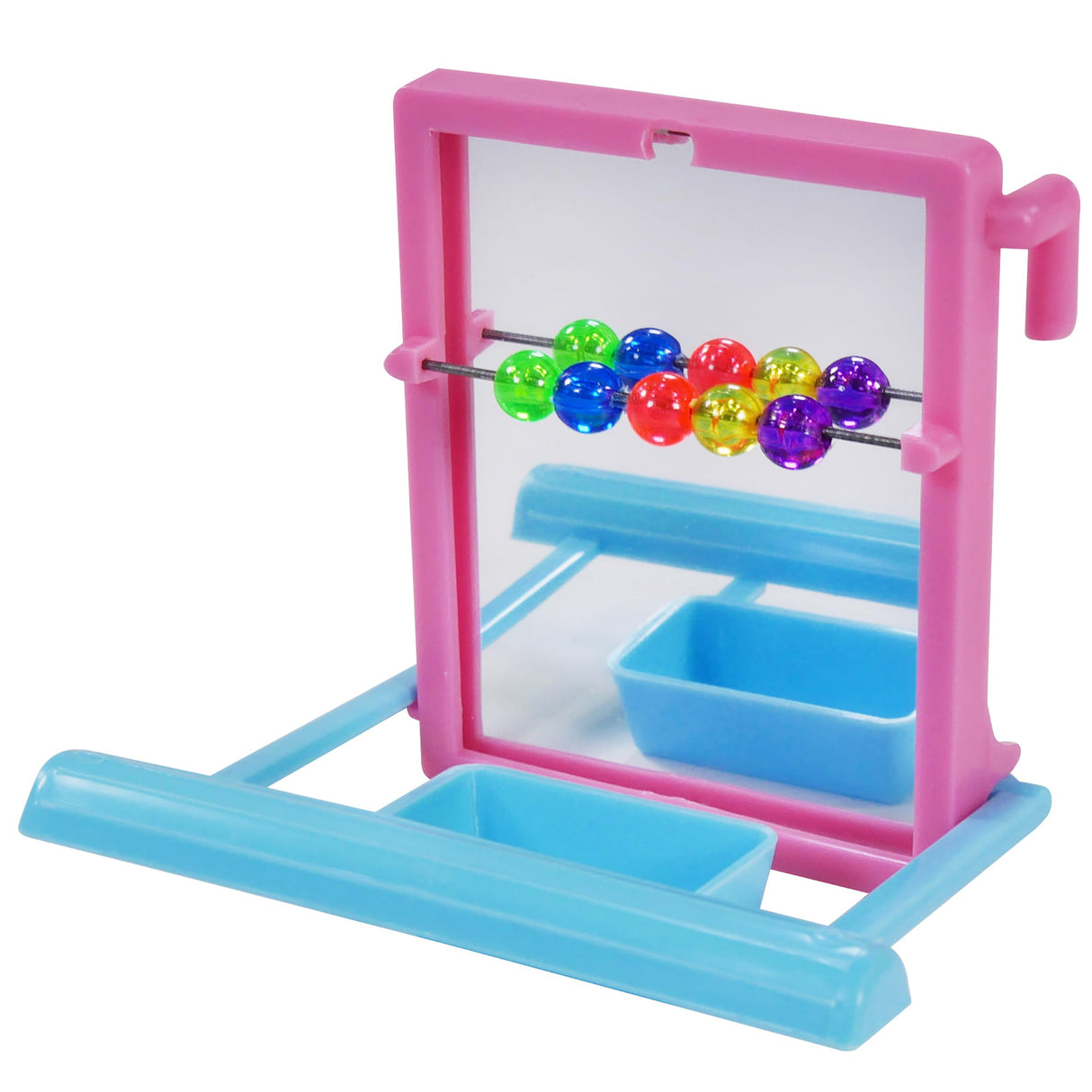 Penn-Plax Bird Life - Landing Perch with Mirror and Beads - Perfect for Parakeets, Finches, and Other Small Birds (BA504)